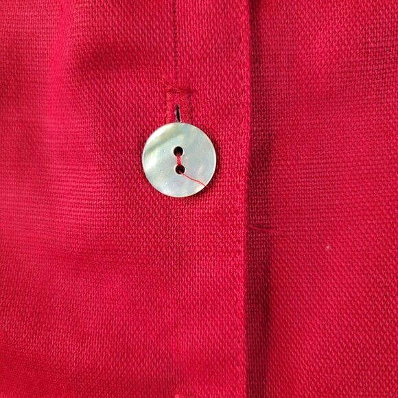 Out Of The Blue Vintage Red Linen Sleeveless Button-Up Vest Medium Made In USA - Picture 5 of 11